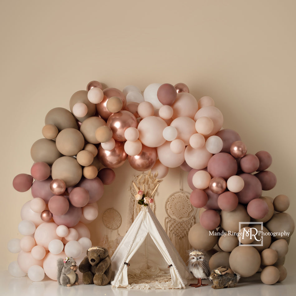 Kate Girl Boho Balloons Backdrop Wild One Animals Designed by Mandy Ringe Photography - Kate Backdrop AU