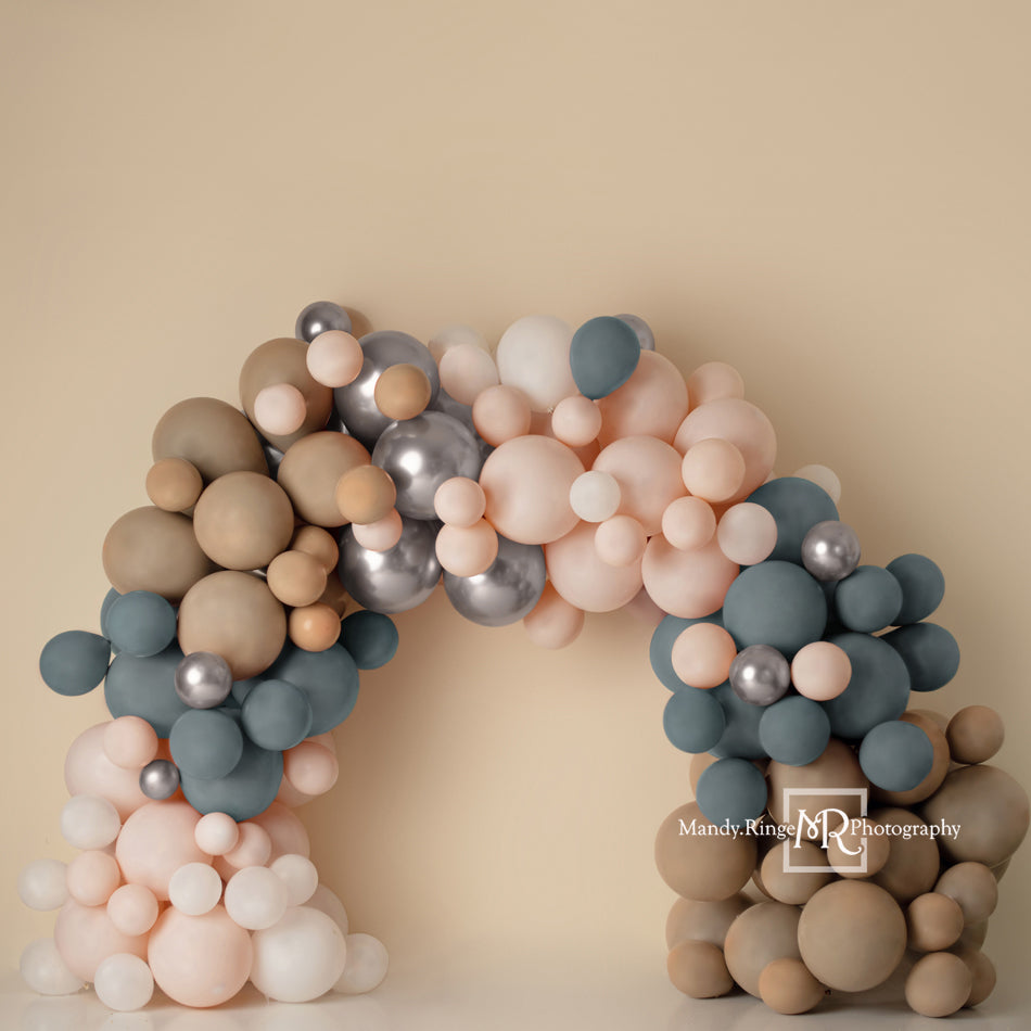 Kate Boho Balloon Arch Backdrop Matte Blue Pink Designed by Mandy Ringe Photography - Kate Backdrop AU