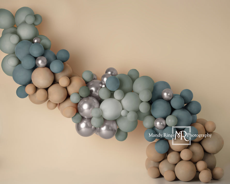 Kate Matte Blue Boho Backdrop Balloon Garland Designed by Mandy Ringe Photography - Kate Backdrop AU