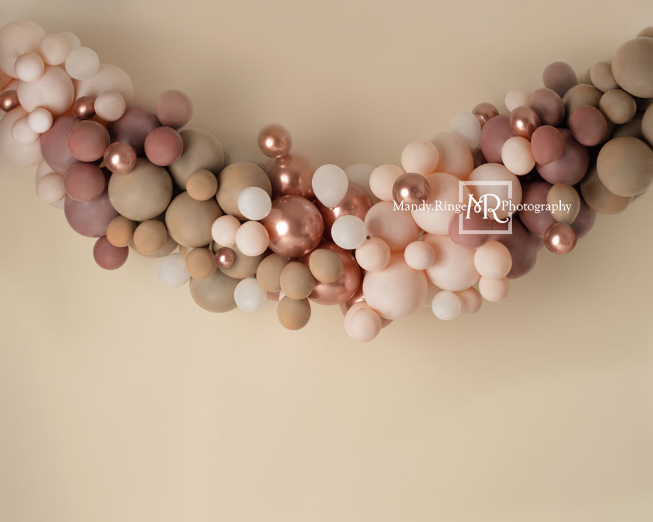 Kate Boho Balloon Swag Backdrop Matte Pink Designed by Mandy Ringe Photography - Kate Backdrop AU