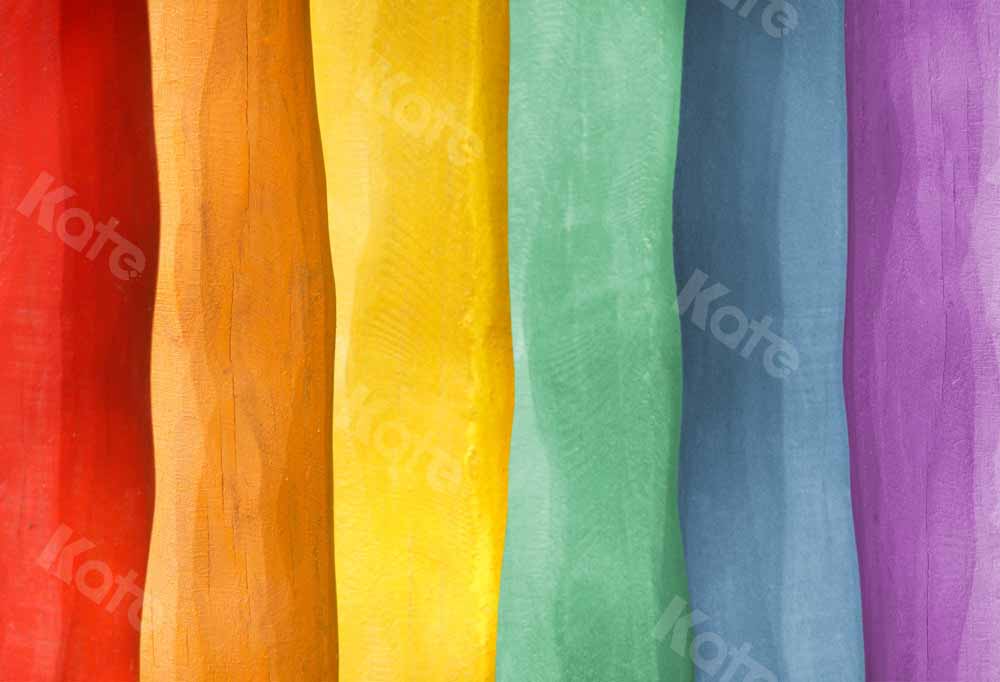 Kate Summer Backdrop Colorful Wood Rainbow Texture Designed by Uta Mueller - Kate Backdrop AU