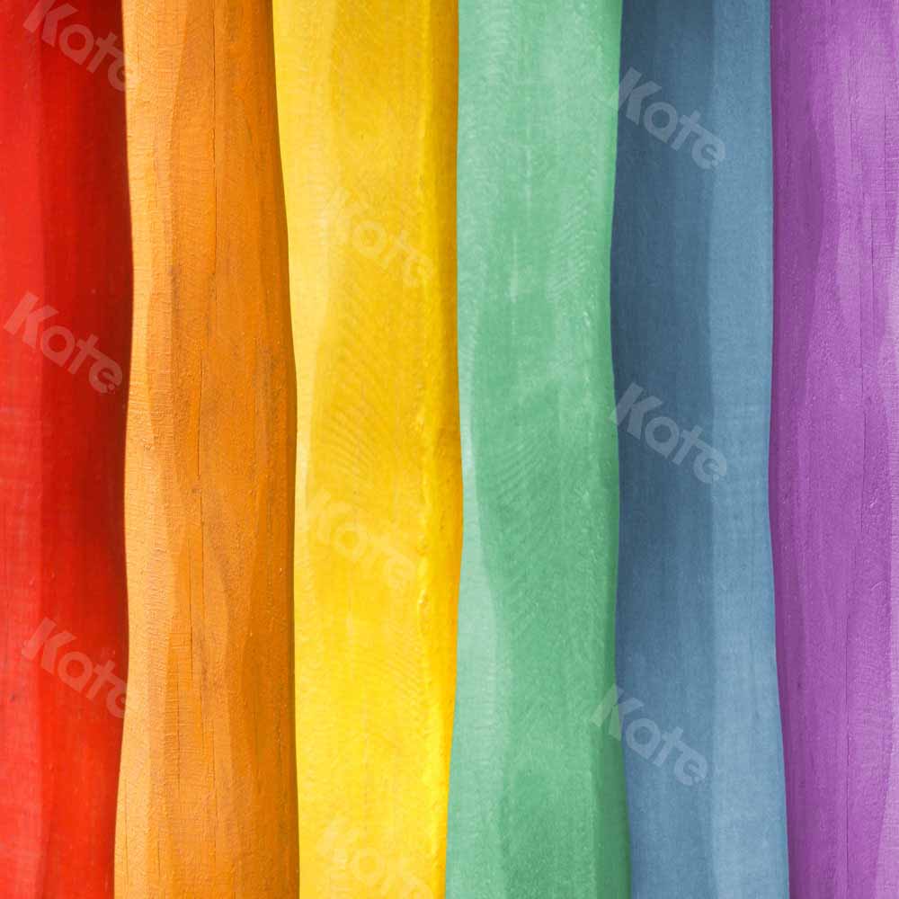 Kate Summer Backdrop Colorful Wood Rainbow Texture Designed by Uta Mueller - Kate Backdrop AU