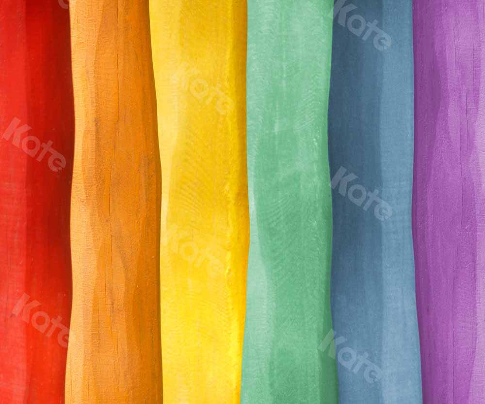 Kate Summer Backdrop Colorful Wood Rainbow Texture Designed by Uta Mueller - Kate Backdrop AU