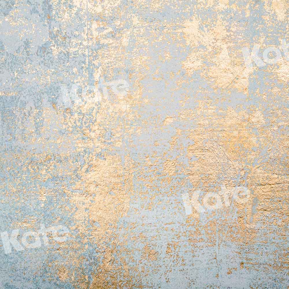Kate Retro Wall Backdrop Mottled Light Blue Gold Designed by Chain Photography - Kate Backdrop AU