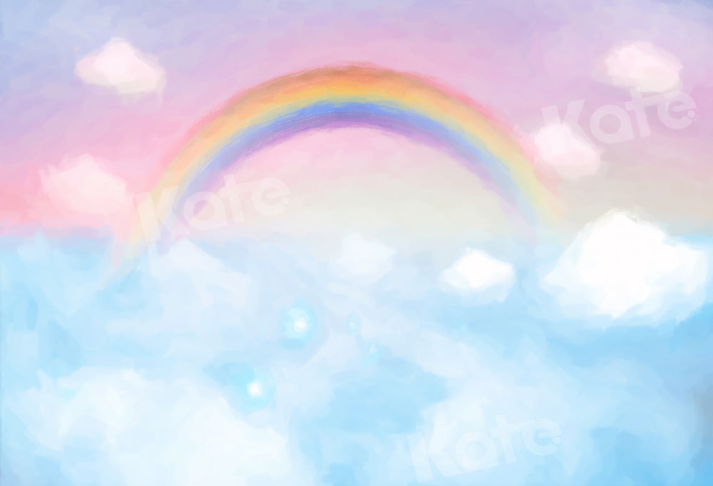 Kate Cake Smash Backdrop Cloud Rainbow Pink Blue Designed by Chain Photography - Kate Backdrop AU