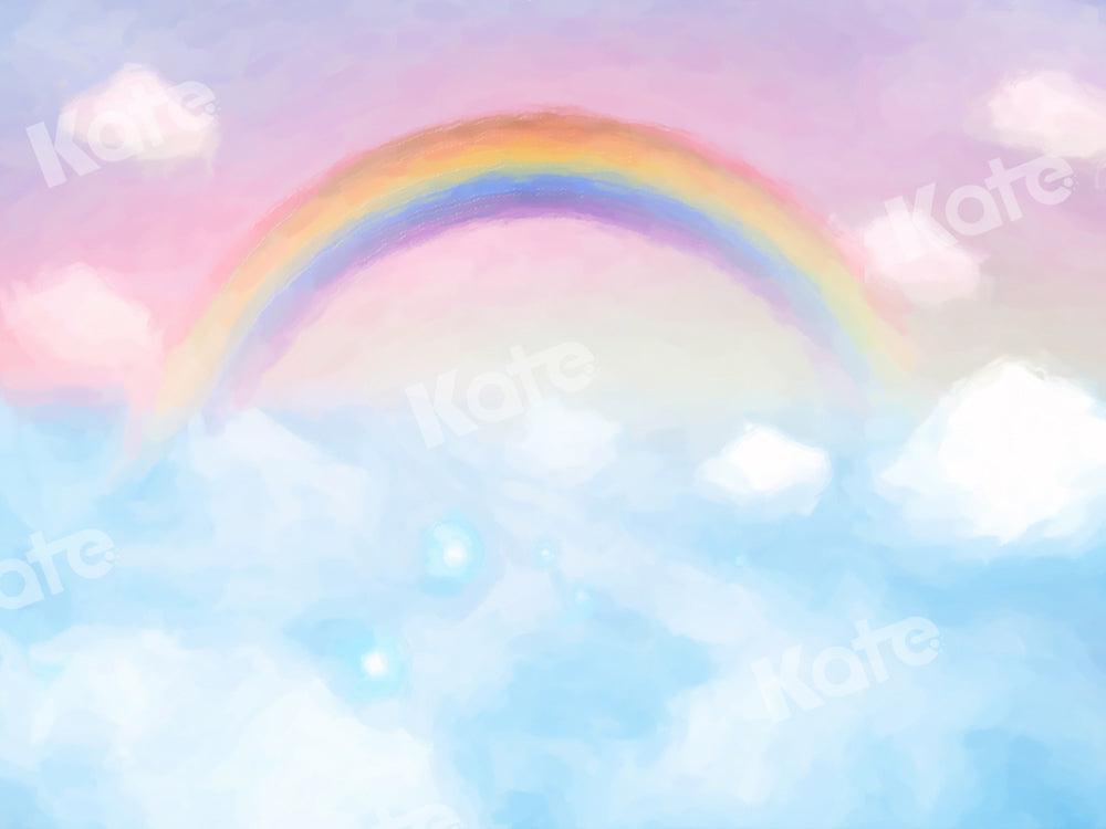 Kate Cake Smash Backdrop Cloud Rainbow Pink Blue Designed by Chain Photography - Kate Backdrop AU