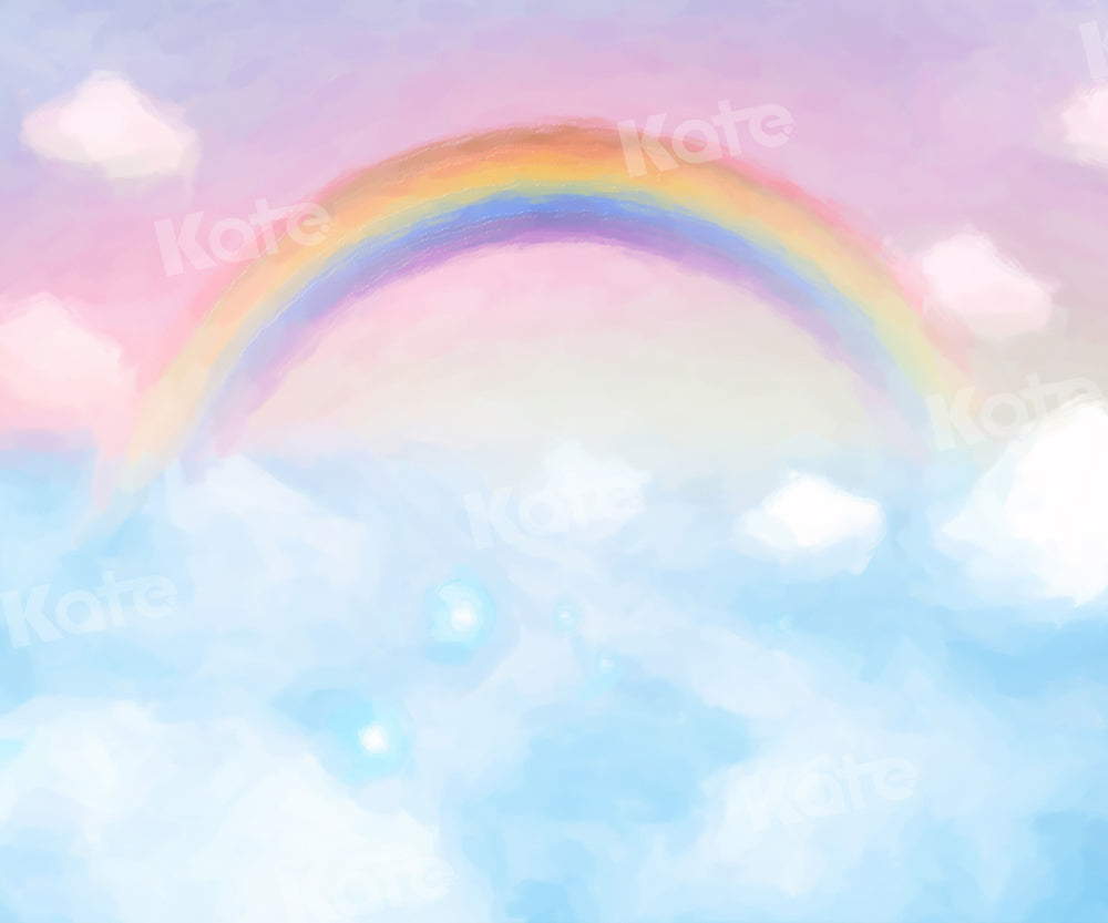 Kate Cake Smash Backdrop Cloud Rainbow Pink Blue Designed by Chain Photography - Kate Backdrop AU