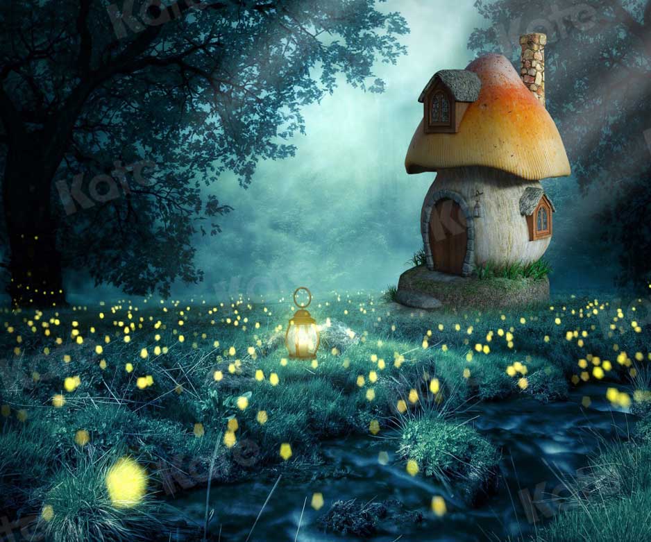 Kate Fairy Tale Forest Backdrop Mushroom Cottage for Photography - Kate Backdrop AU