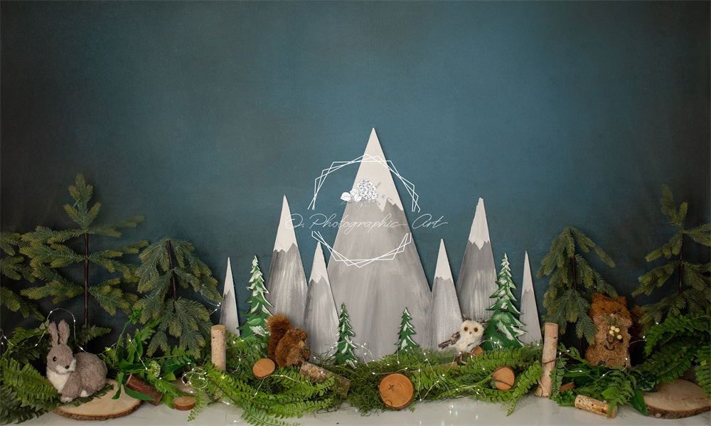 Kate Wild Mountain Backdrop Animal Cake Smash for Photography Designed by Jenna Onyia - Kate Backdrop AU
