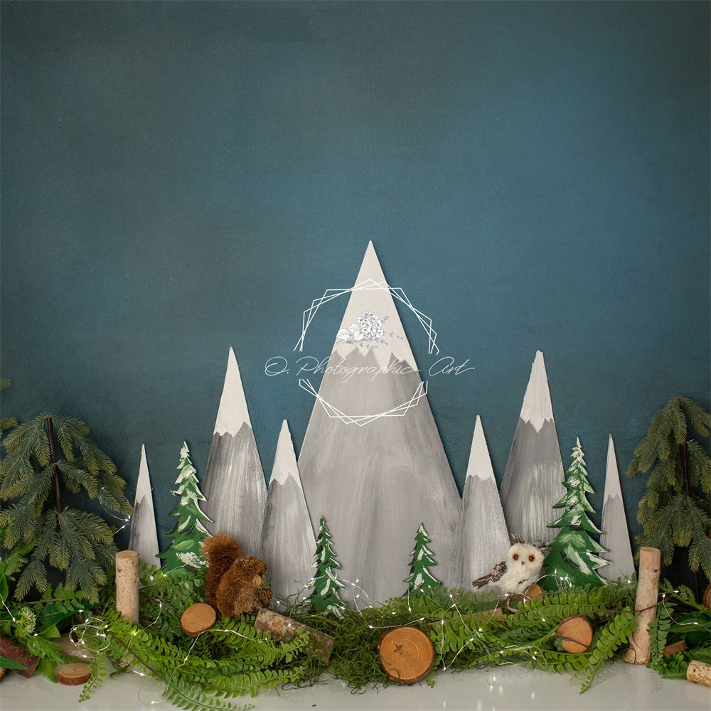 Kate Wild Mountain Backdrop Animal Cake Smash for Photography Designed by Jenna Onyia - Kate Backdrop AU