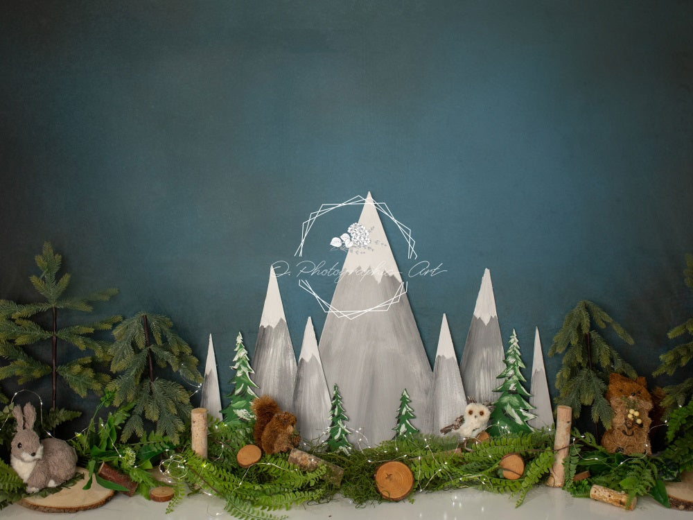 Kate Wild Mountain Backdrop Animal Cake Smash for Photography Designed by Jenna Onyia - Kate Backdrop AU