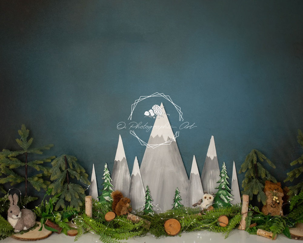 Kate Wild Mountain Backdrop Animal Cake Smash for Photography Designed by Jenna Onyia - Kate Backdrop AU