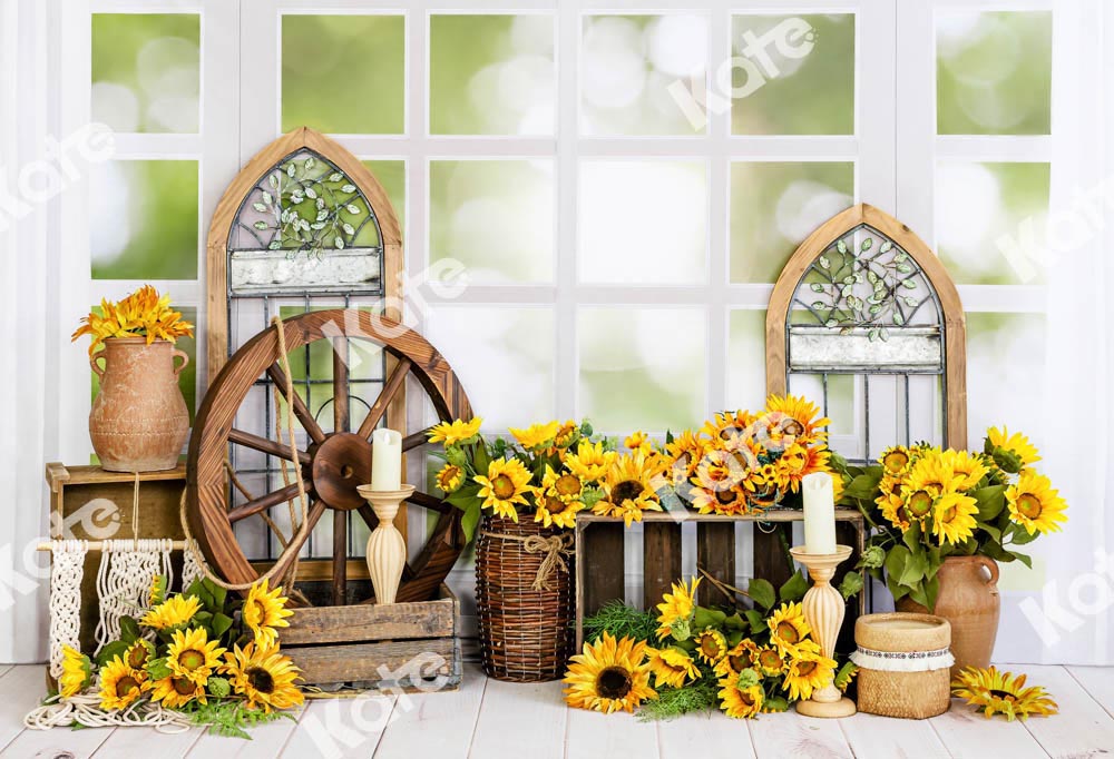 Kate Window Flower Room Backdrop Indoor Sunflower Designed by Emetselch - Kate Backdrop AU
