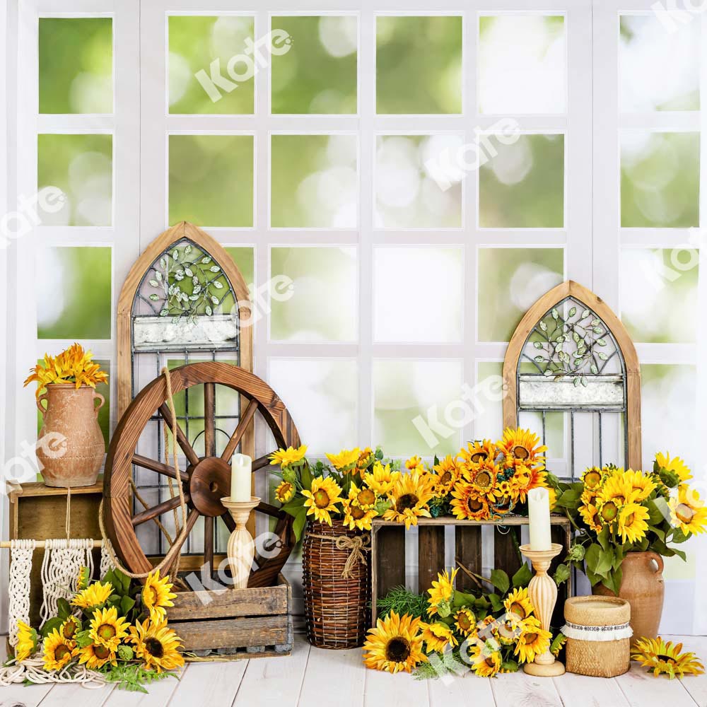 Kate Window Flower Room Backdrop Indoor Sunflower Designed by Emetselch - Kate Backdrop AU