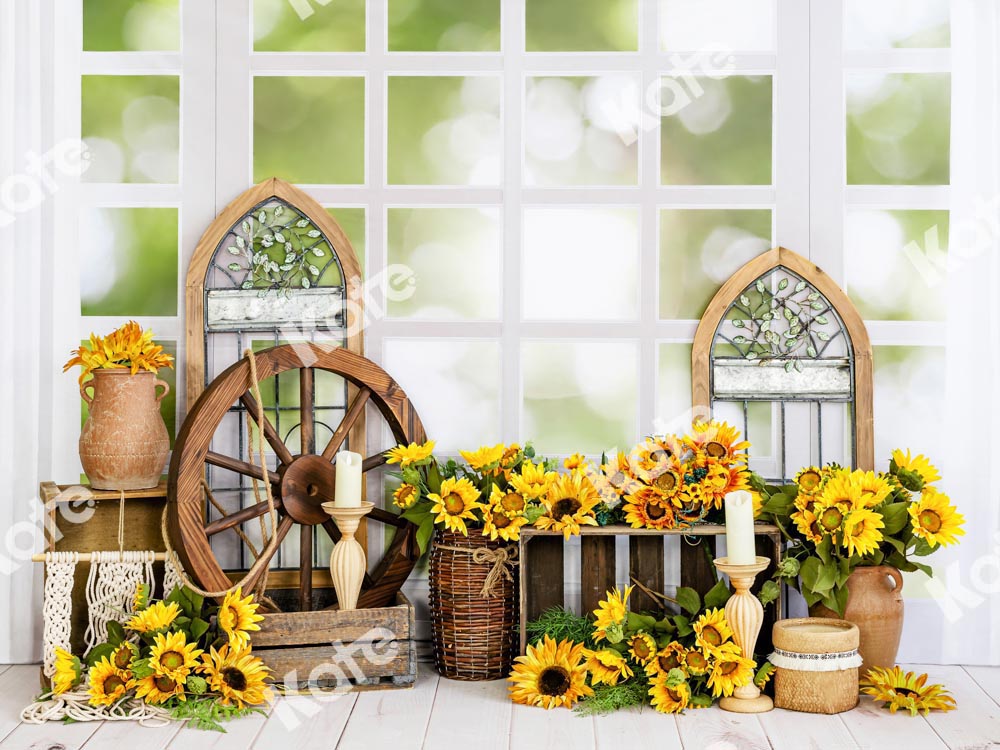 Kate Window Flower Room Backdrop Indoor Sunflower Designed by Emetselch - Kate Backdrop AU