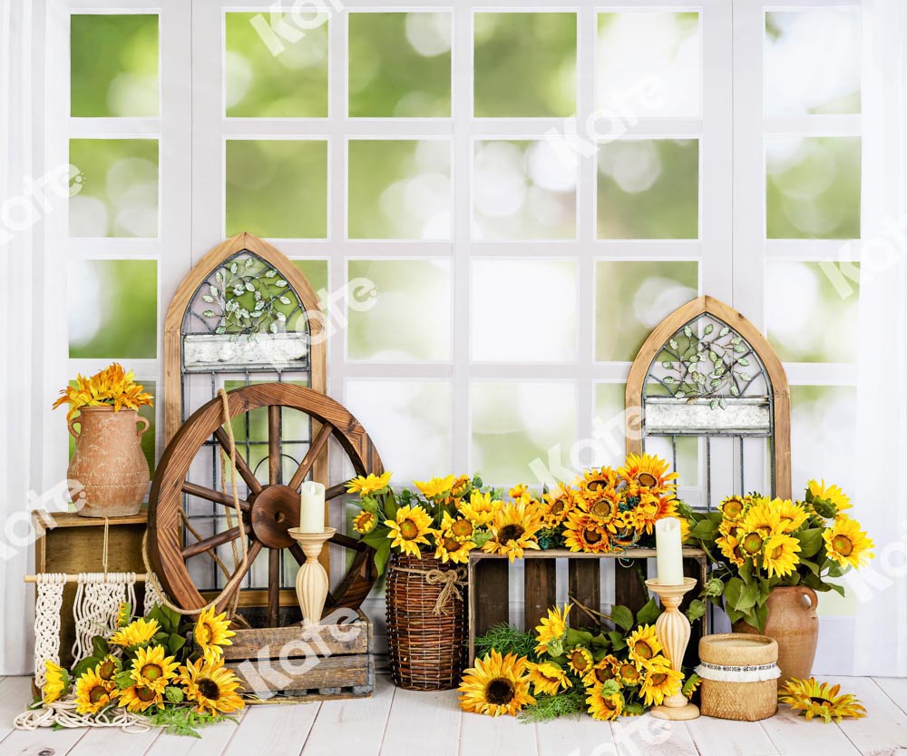 Kate Window Flower Room Backdrop Indoor Sunflower Designed by Emetselch - Kate Backdrop AU