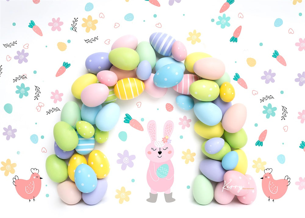 Kate Pastle Easter Bunny Egg Backdrop Rainbow Garland for Photography Designed by Kerry Anderson - Kate Backdrop AU
