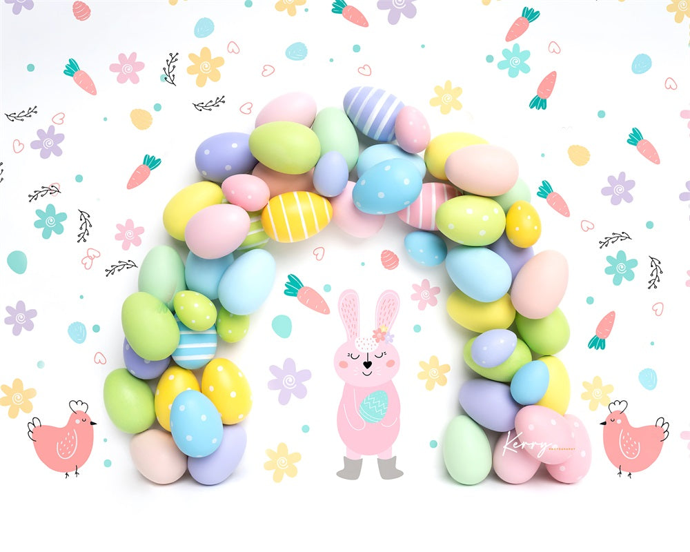 Kate Pastle Easter Bunny Egg Backdrop Rainbow Garland for Photography Designed by Kerry Anderson - Kate Backdrop AU