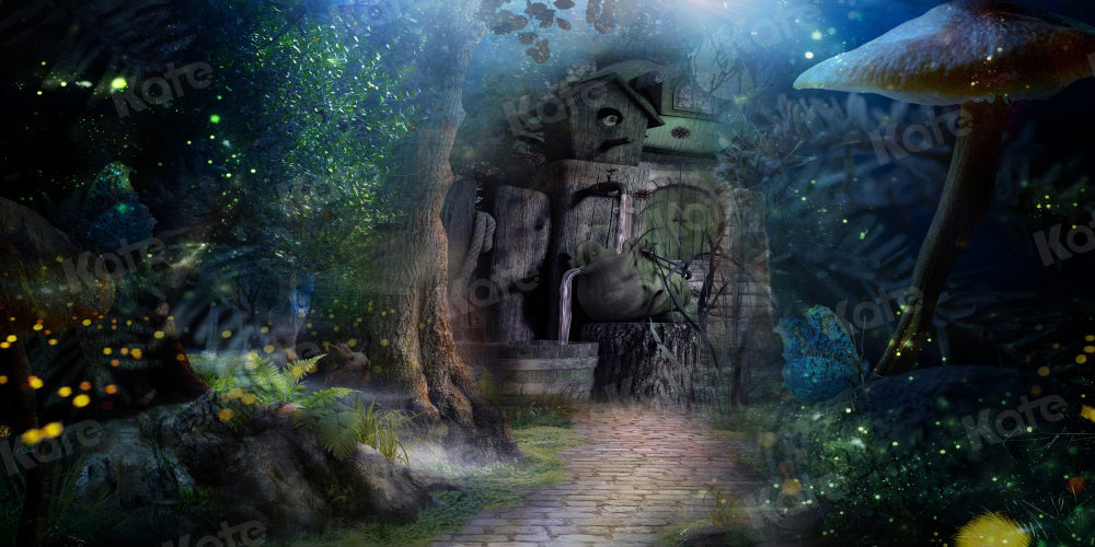 Kate Fantasy Forest Cabin Backdrop Mushroom for Photography - Kate Backdrop AU