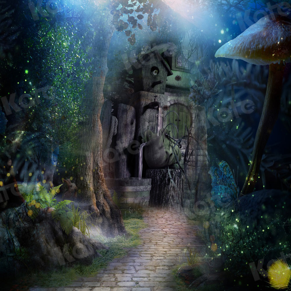 Kate Fantasy Forest Cabin Backdrop Mushroom for Photography - Kate Backdrop AU