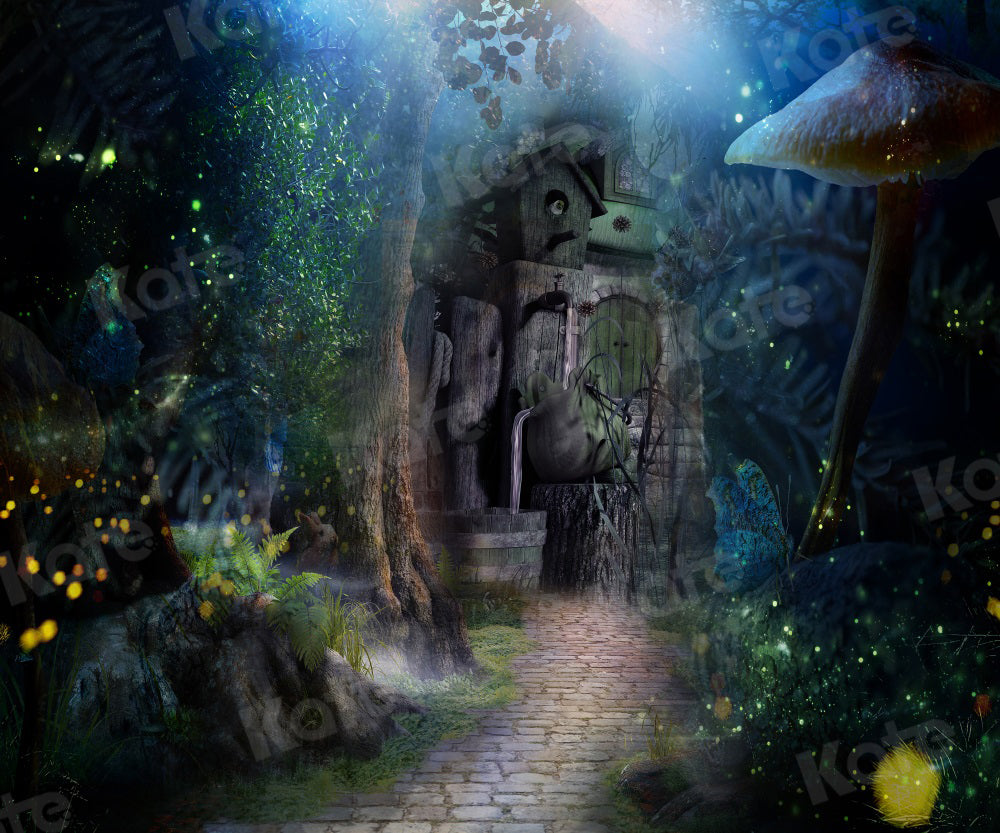 Kate Fantasy Forest Cabin Backdrop Mushroom for Photography - Kate Backdrop AU
