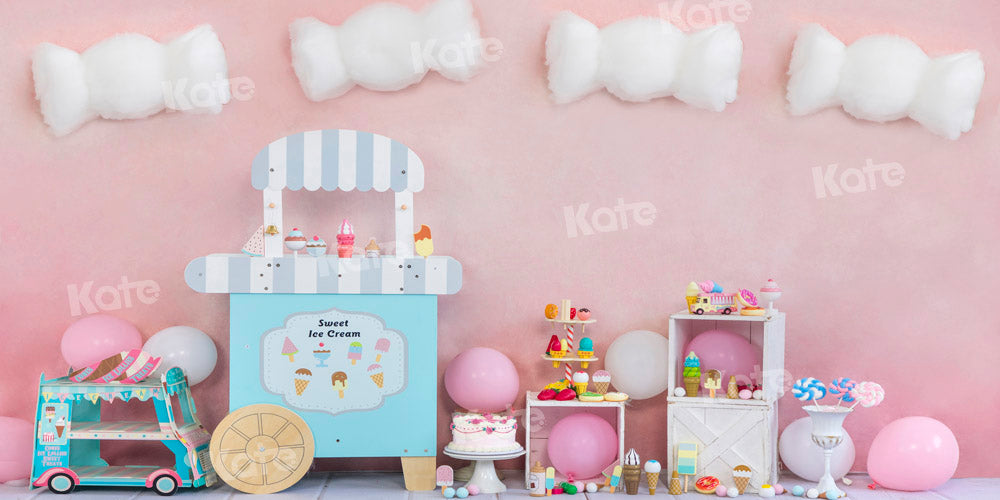 Kate Sweet Ice Cream Backdrop Cake Smash Designed by Emetselch - Kate Backdrop AU