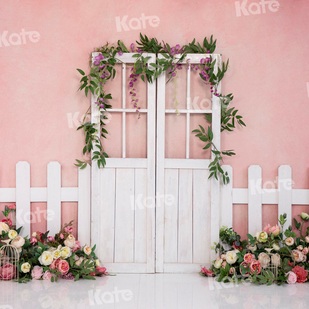Kate Pink Spring Backdrop Flower Door Fence Designed by Emetselch - Kate Backdrop AU