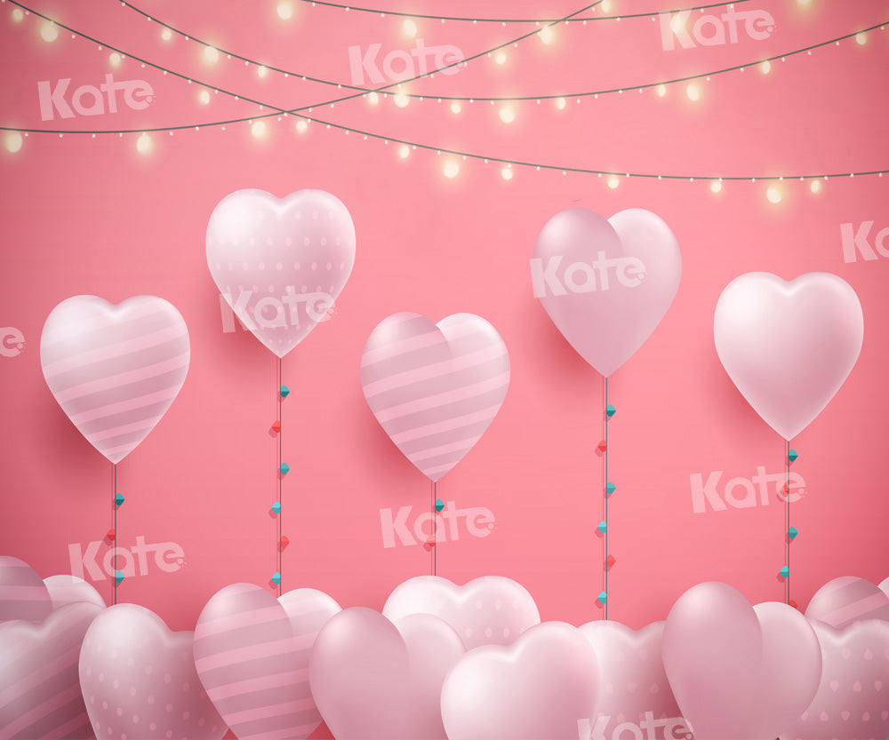 Kate Heart Balloon Backdrop Pink Lights Designed by Chain Photography - Kate Backdrop AU