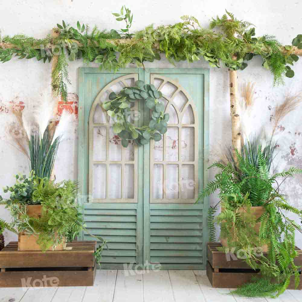 Kate Spring/Summer Green Plants Backdrop Barn Door Designed by Emetselch - Kate Backdrop AU