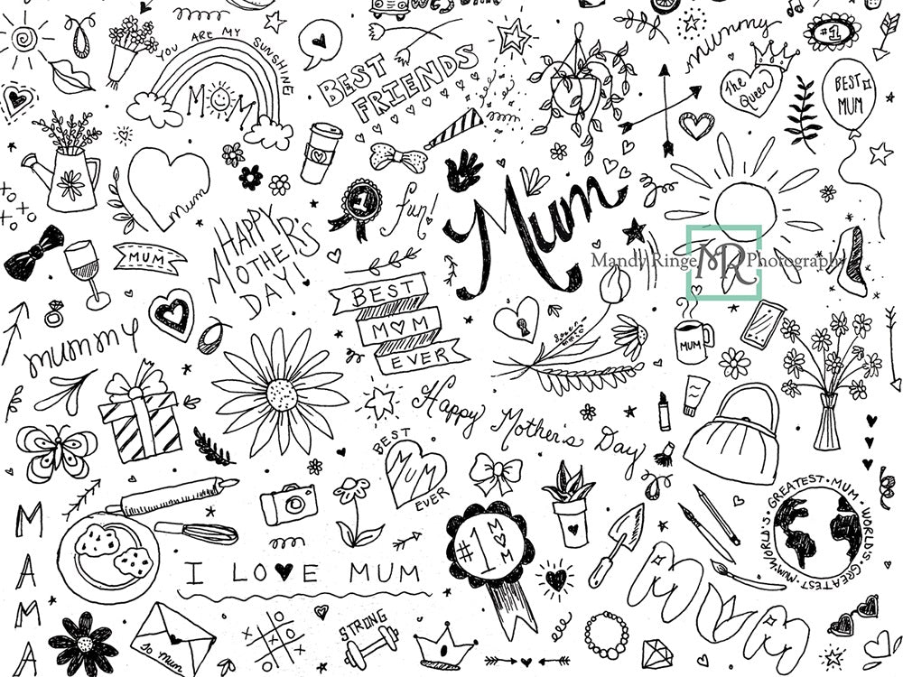 Kate Doodles for Mum Backdrop Designed by Mandy Ringe Photography - Kate Backdrop AU