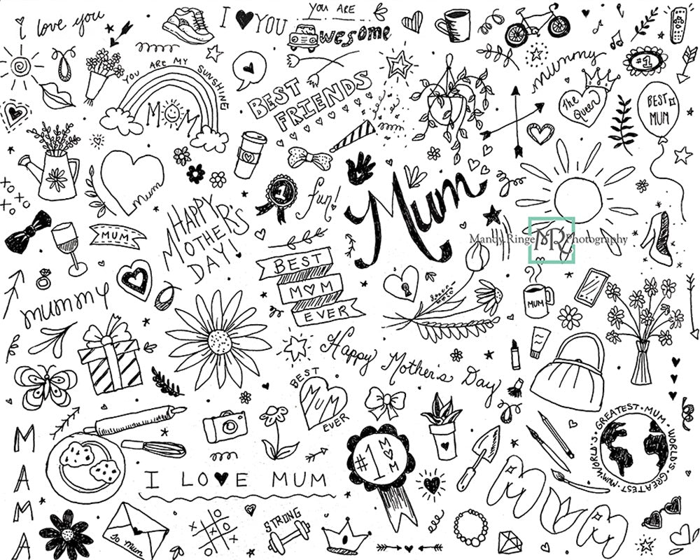 Kate Doodles for Mum Backdrop Designed by Mandy Ringe Photography - Kate Backdrop AU