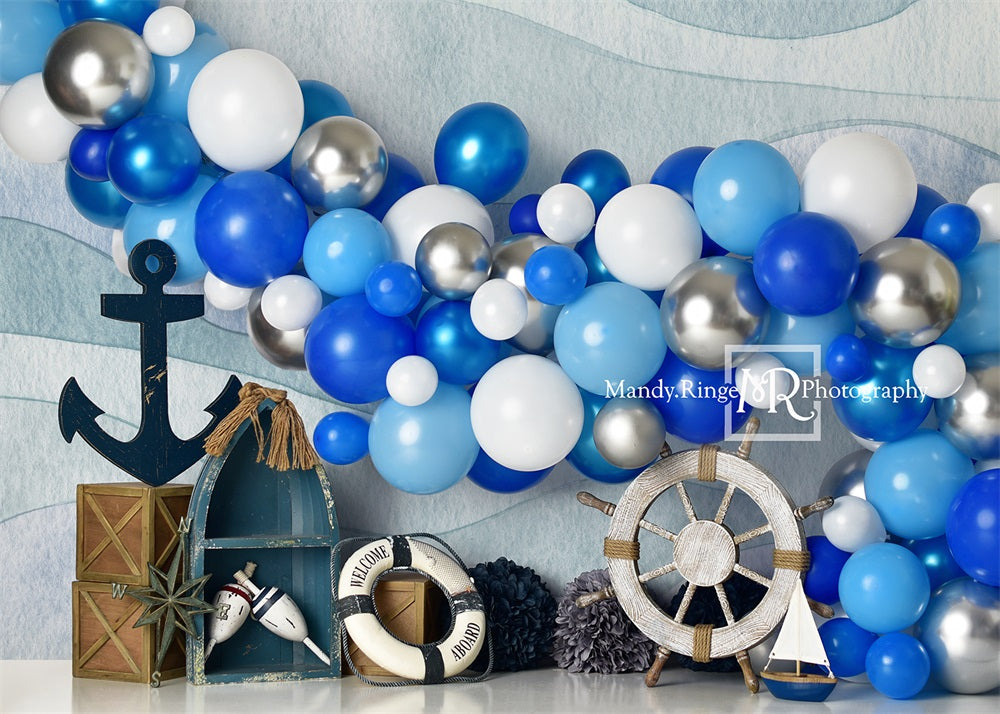 Kate Nautical Balloon Garland Backdrop Summer Designed by Mandy Ringe Photography - Kate Backdrop AU