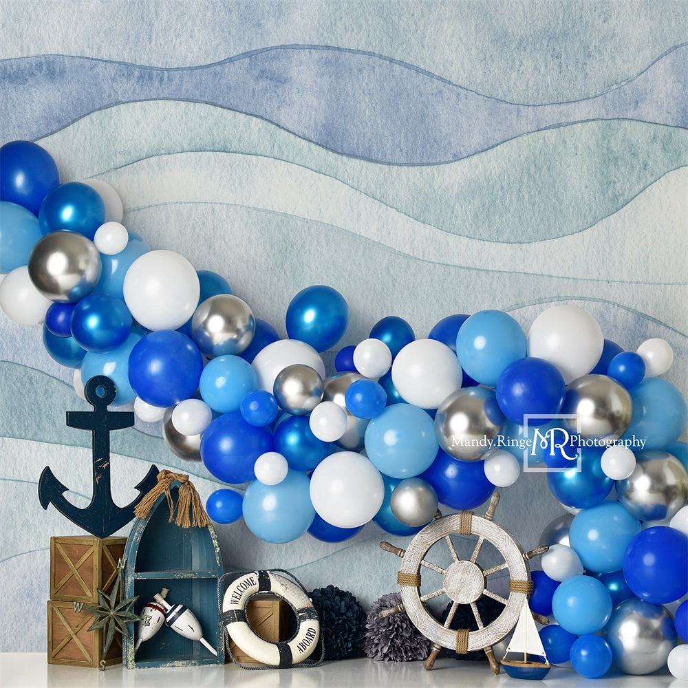 Kate Nautical Balloon Garland Backdrop Summer Designed by Mandy Ringe Photography - Kate Backdrop AU