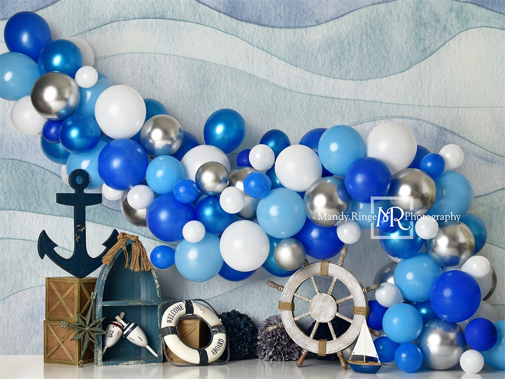 Kate Nautical Balloon Garland Backdrop Summer Designed by Mandy Ringe Photography - Kate Backdrop AU