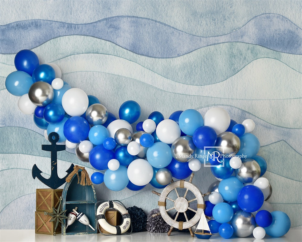 Kate Nautical Balloon Garland Backdrop Summer Designed by Mandy Ringe Photography - Kate Backdrop AU