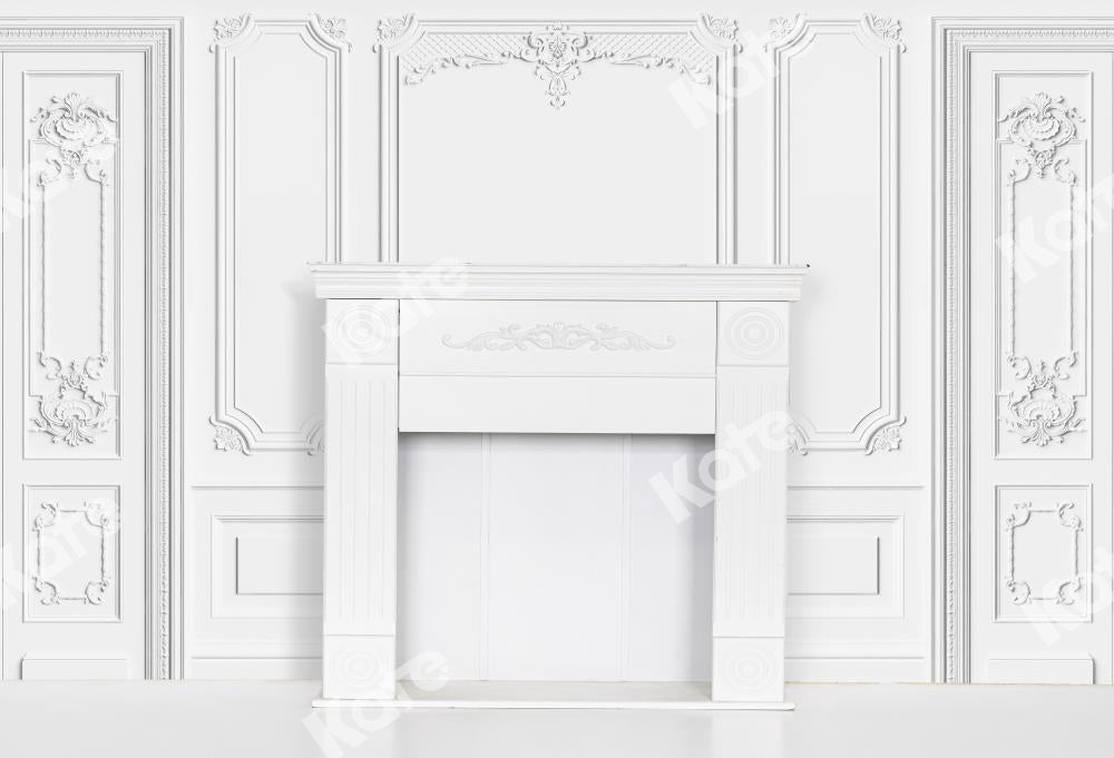 Kate White Vintage Carved Wall Backdrop Indoor Fireplace Designed by Uta Mueller Photography - Kate Backdrop AU