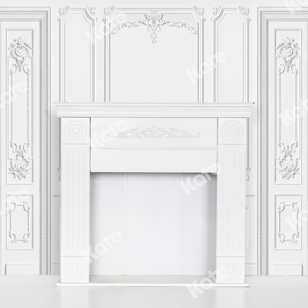 Kate White Vintage Carved Wall Backdrop Indoor Fireplace Designed by Uta Mueller Photography - Kate Backdrop AU