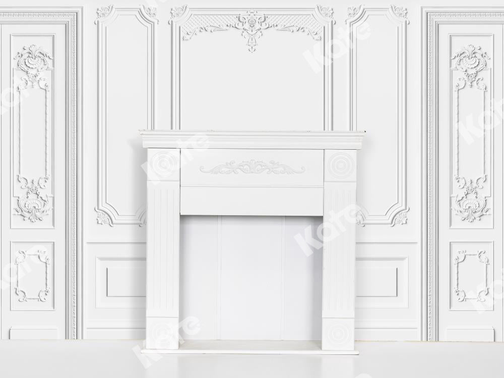 Kate White Vintage Carved Wall Backdrop Indoor Fireplace Designed by Uta Mueller Photography - Kate Backdrop AU