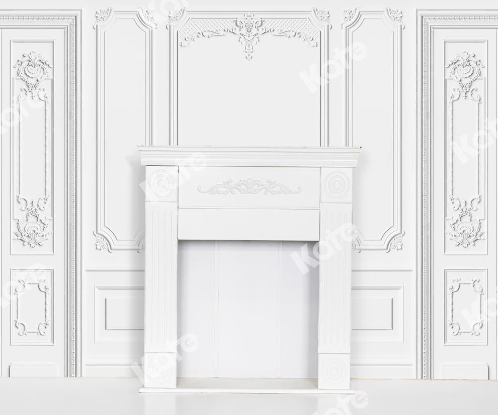 Kate White Vintage Carved Wall Backdrop Indoor Fireplace Designed by Uta Mueller Photography - Kate Backdrop AU