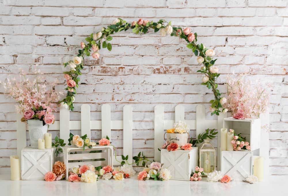 Kate Spring Wreath Backdrop Nature Summer Flowers Designed by Emetselch - Kate Backdrop AU