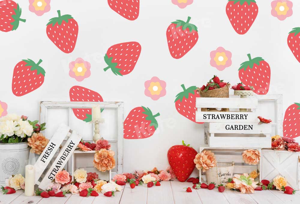 Kate Fresh Strawberries Backdrop Summer Flowers Designed by Uta Mueller Photography - Kate Backdrop AU
