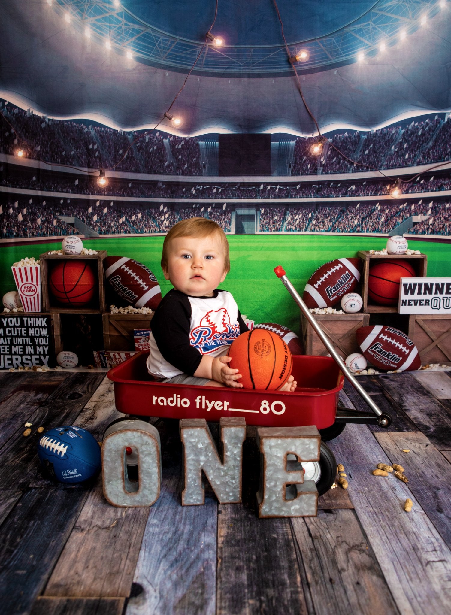 Kate Rookie Year Backdrop Stadium Popcorn for Photography Designed by Megan Leigh Photography - Kate Backdrop AU