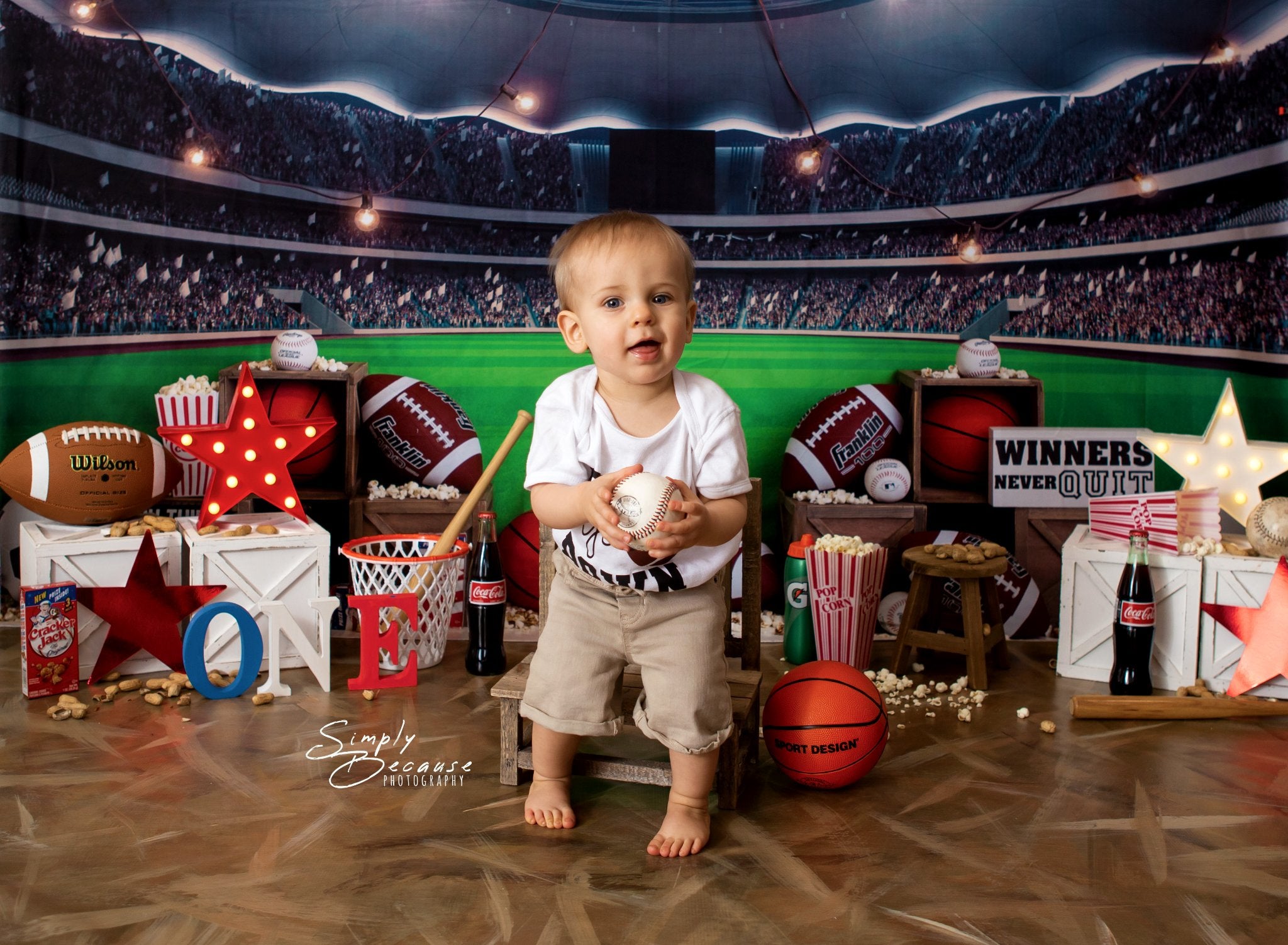 Kate Rookie Year Backdrop Stadium Popcorn for Photography Designed by Megan Leigh Photography - Kate Backdrop AU
