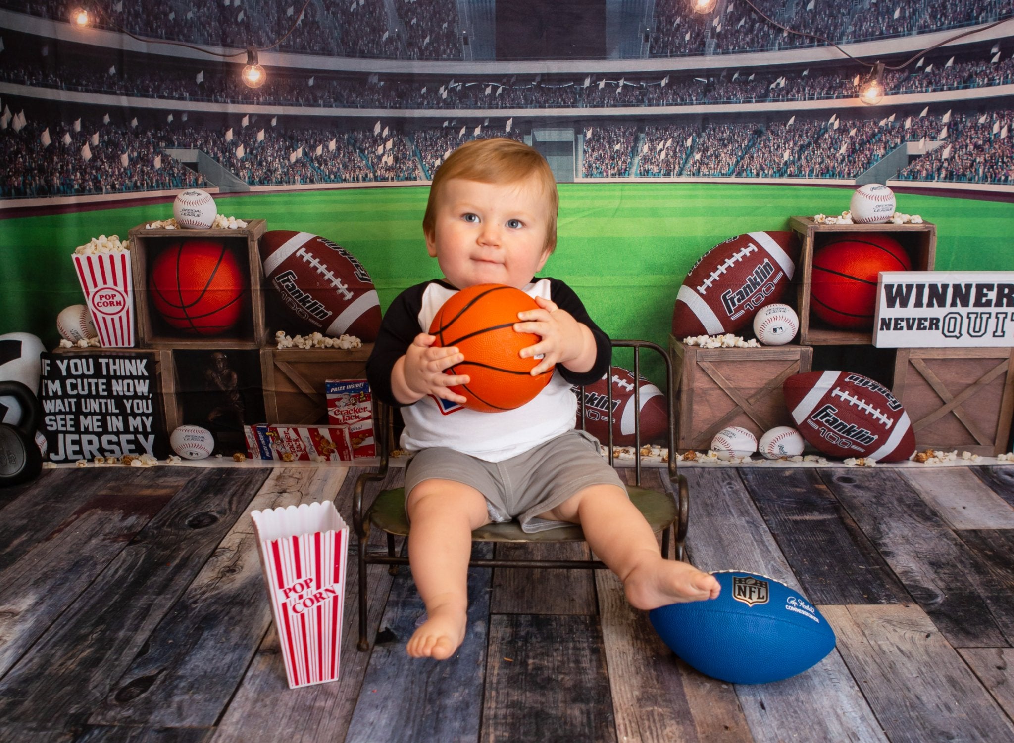Kate Rookie Year Backdrop Stadium Popcorn for Photography Designed by Megan Leigh Photography - Kate Backdrop AU
