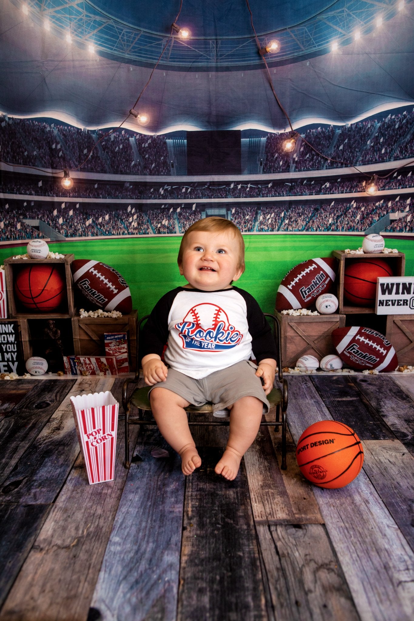 Kate Rookie Year Backdrop Stadium Popcorn for Photography Designed by Megan Leigh Photography - Kate Backdrop AU
