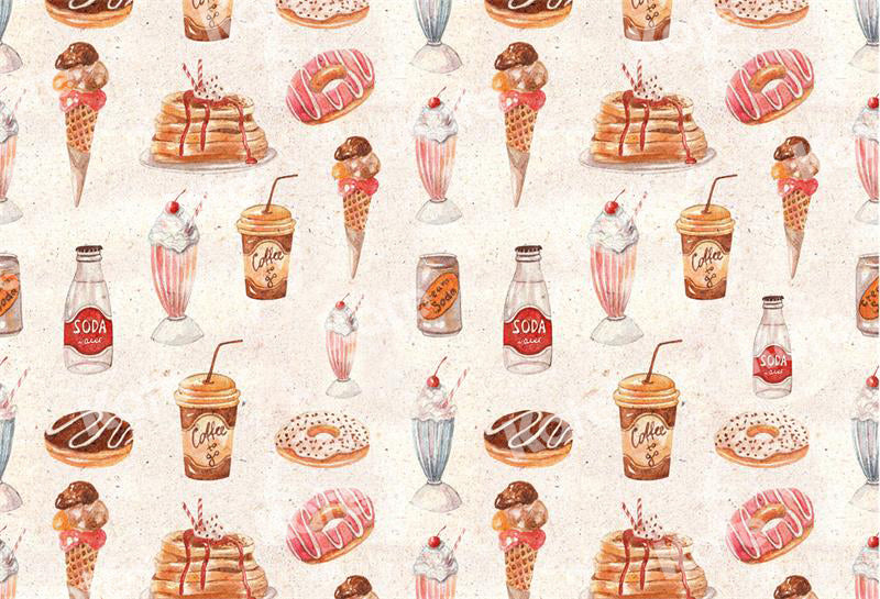 Kate Retro Delicious Party Backdrop Ice Cream Cake Drinks for Photography - Kate Backdrop AU