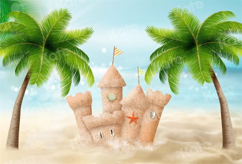 Kate Summer Backdrop Sandcastle Cartoon Sea for Photography - Kate Backdrop AU