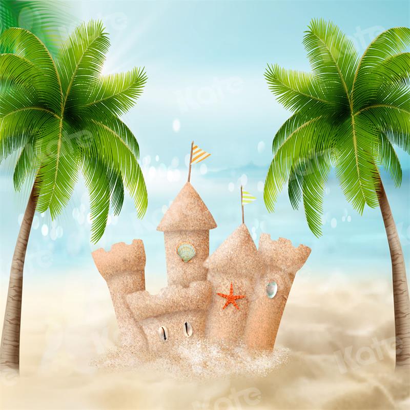 Kate Summer Backdrop Sandcastle Cartoon Sea for Photography - Kate Backdrop AU