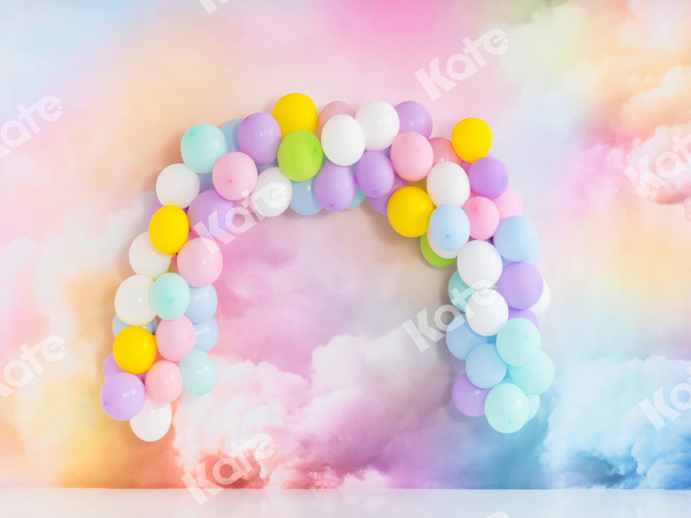 Kate Cake Smash Backdrop Fantastic Colorful Cloud Balloons Arch Designed by Emetselch - Kate Backdrop AU