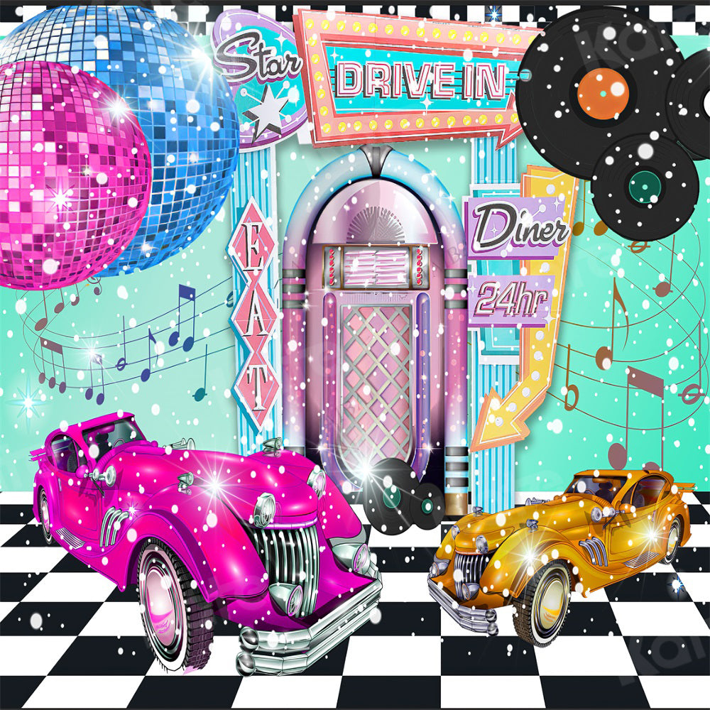 Kate Drive Dance 80's Party Disco Cars Backdrop for Photography - Kate Backdrop AU